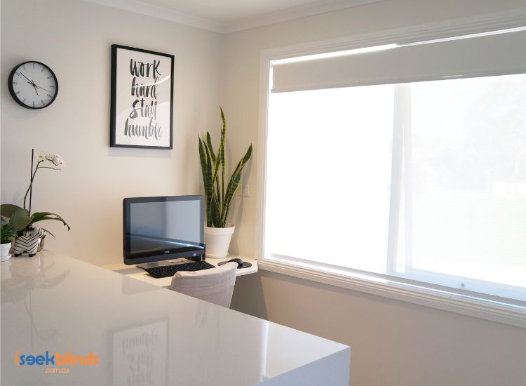 Home office with Sunscreen Roller blinds